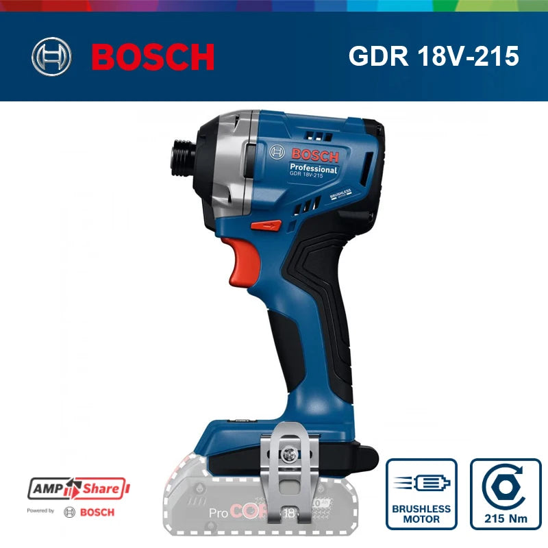 Visseuse à chocs sans fil Bosch GDR 18V-215, moteur sans balais, robuste, couple élevé, tournevis électrique professionnel