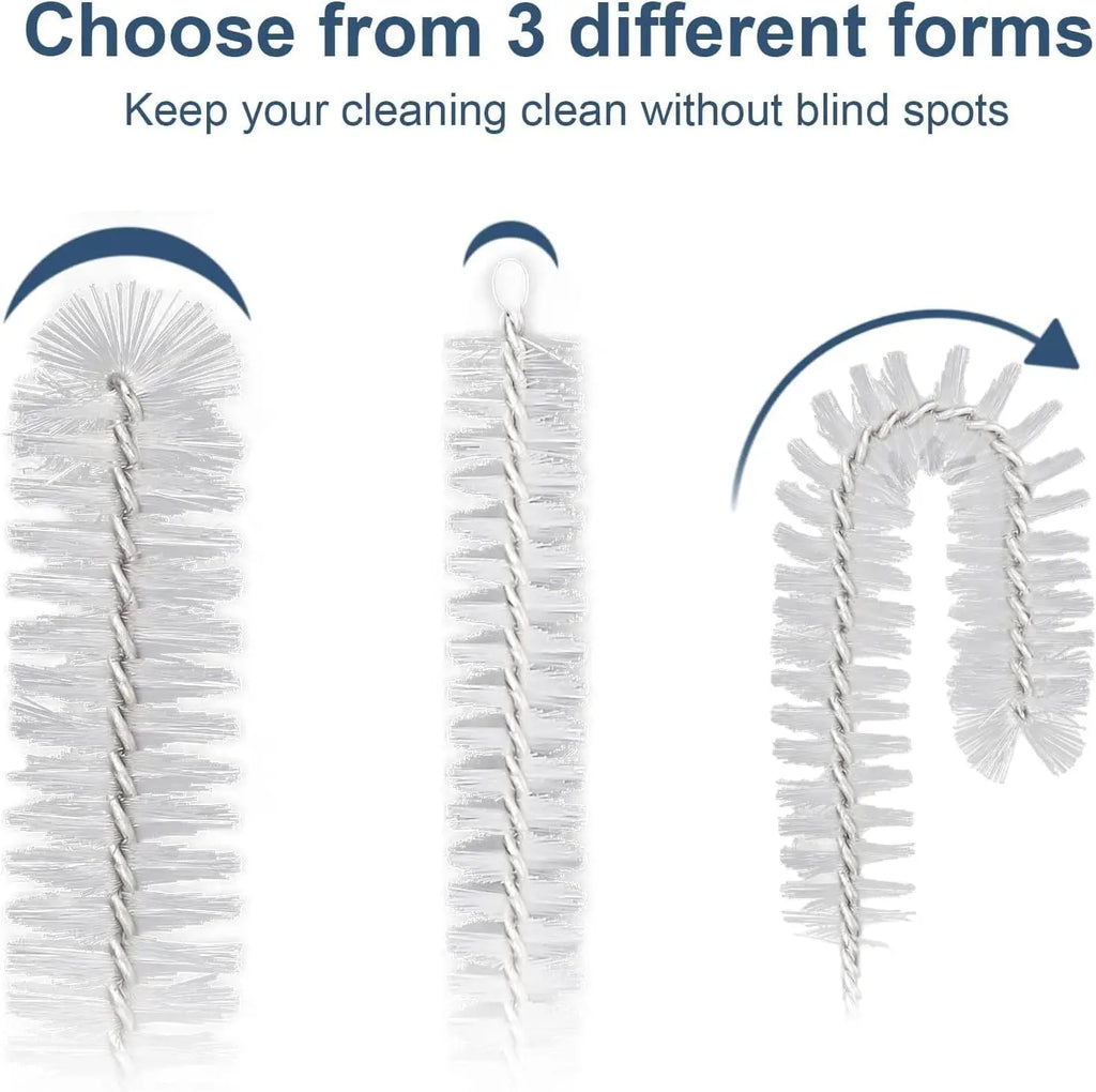10Pcs Bottle Clean Brush 10pcs Set Stainless Steel Soft Hair Brush Pipette Straws Brush Multipurpose Household Cleaning Tools