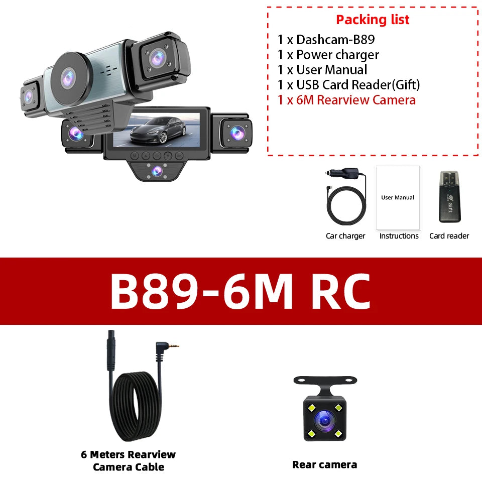FHD 1080P 5 Channel Full HD Car DVR Wifi Dash Cam 5 Cameras Dashcam Video Recorder Night Vision Black Box 24H Parking Mode