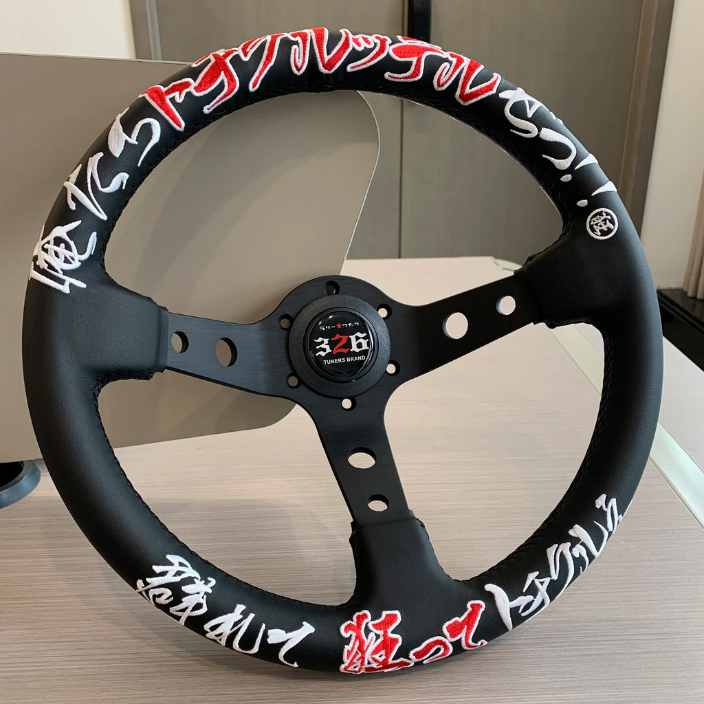 JDM 326 Racing Steering Wheel Leather Embroidery Aluminum Alloy Car modified Universal Steering Wheel with 6 Hole