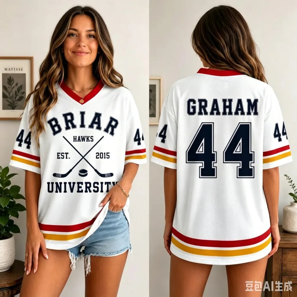 Film Off Campus Briar University Maillot Graham 44 LOGAN 22 T-shirt Homme Femme Manches Courtes Respirant Coton Haut Été