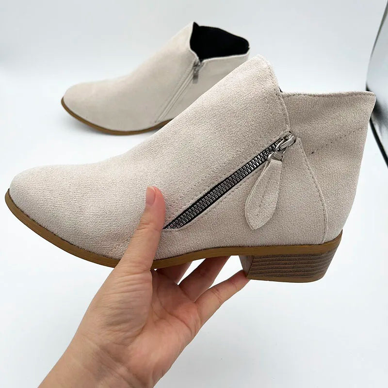 Women Booties 2025 Autumn Suede chelsea Boots Women Fashion Size 43 Platform Boots Side Zipper Heeled Ankle Boots Botas De Mujer
