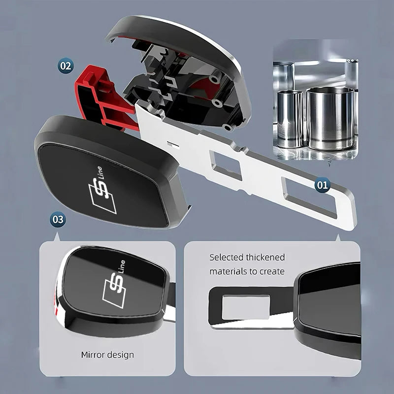 Car Seat Belt Clip Extender Metal Badge Lock Buckle For Audi Sline A3 A4 A5 A6 A7 A1 A2 A8 Q1 Q2 Q3 Q4 Q5 Q6 Q7 Q8 TT RS3 S5 B8
