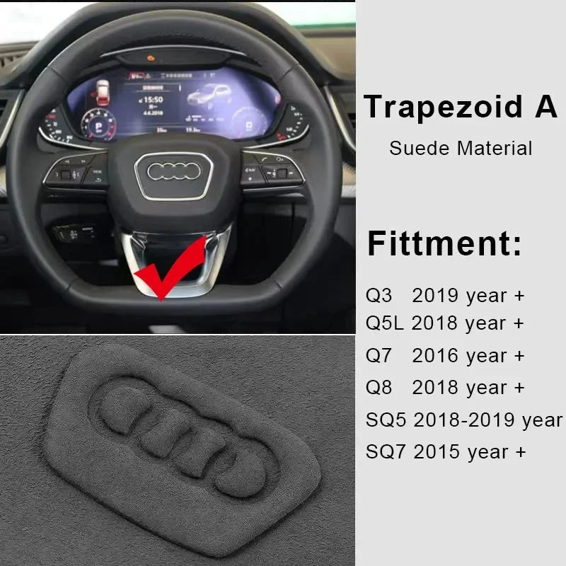 For Audi A7 A4 B6 B7 A6 C7 A3 8P 8V A8 S6 S7 S8 Q3 Q5 S3 RS3 TT Suede Steering Wheel Panel Sticker Emblem Decoration Accessories