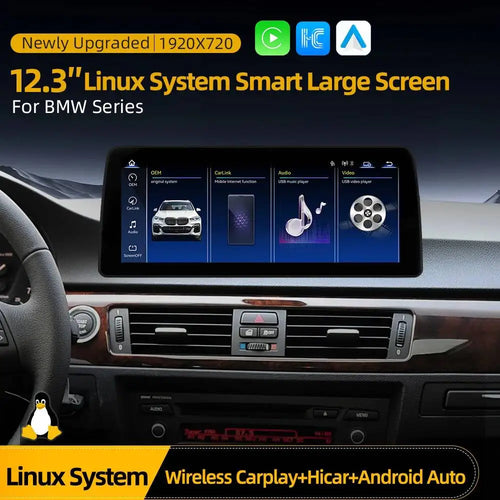 12.3 Inch Carplay Car Stereo Linux System Car Multimedia Screen GPS Video Player for BMW X5 E70 X6 E71 2008-2017 CCC CIC System