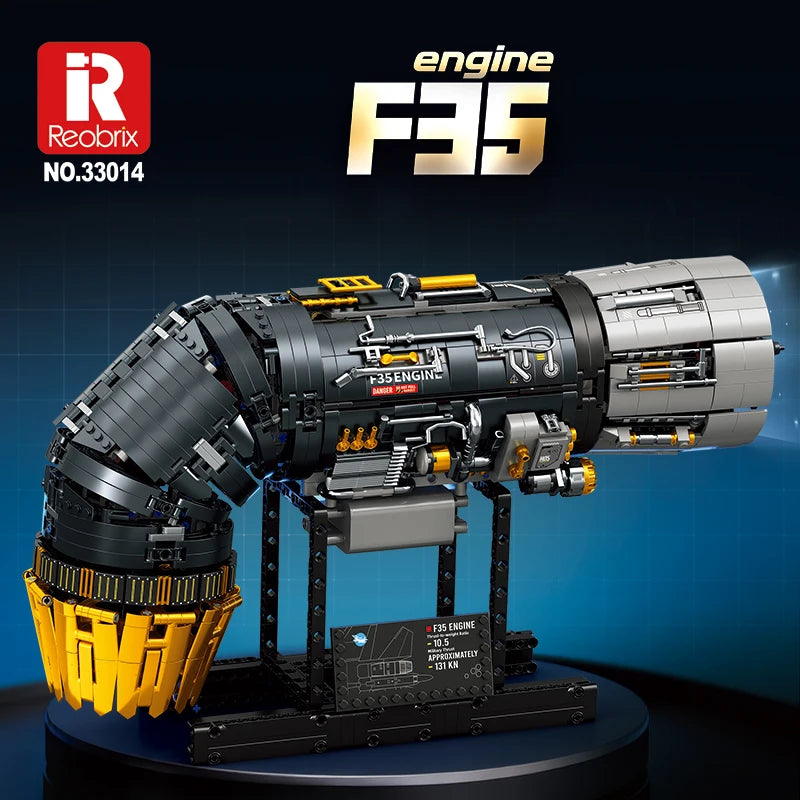 1812PCS Turbofan Engine Building Blocks Vertical Takeoff Landing Fighter Engine Model Desktop Ornament Kids Toys Holiday Gifts