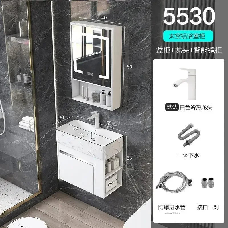 Compact Mini Bathroom Cabinet Minimalist Storage Ceramic Integrated Bathroom Vanity Cabinet Modern Archivadores Trendy Furniture