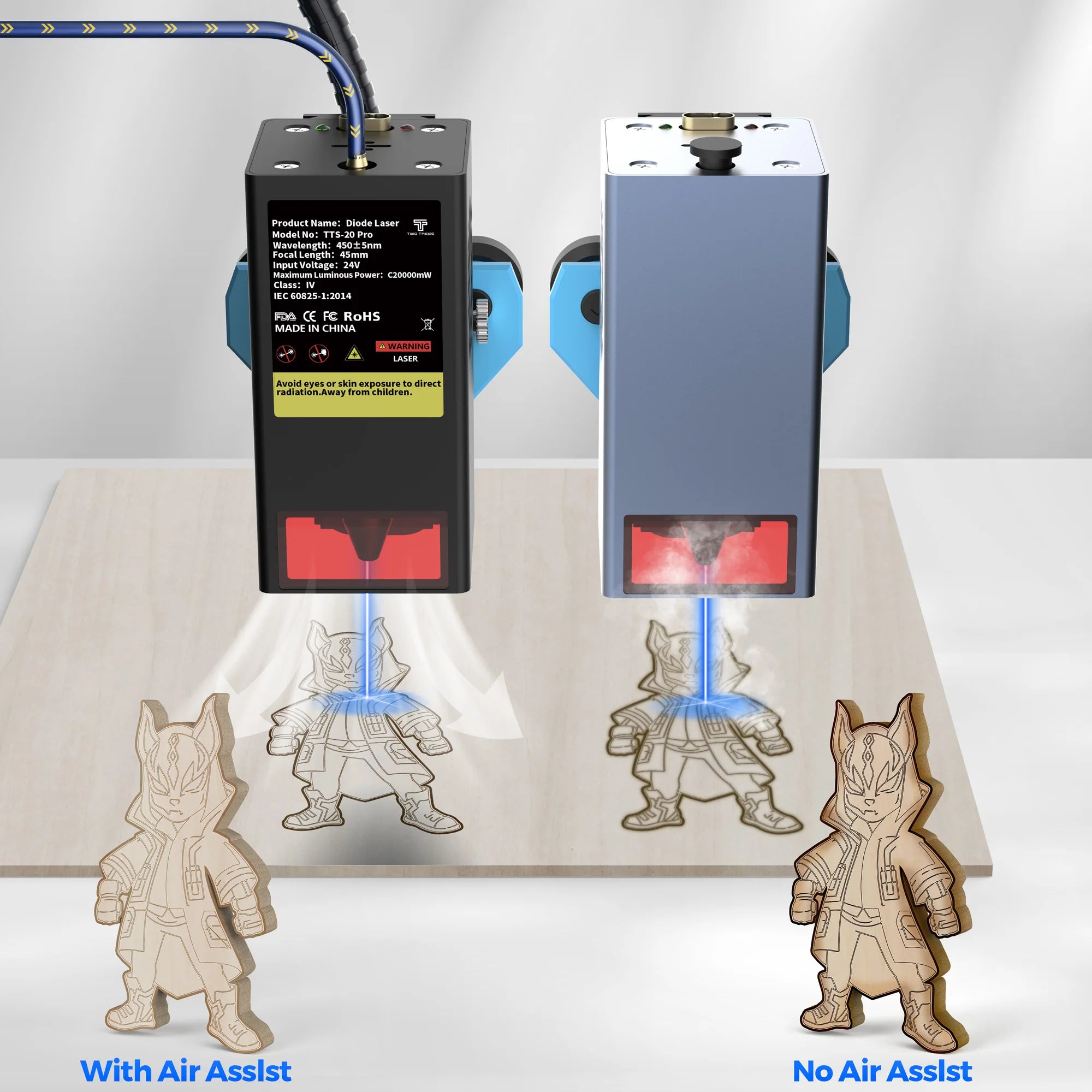 Twotrees TTS-20 Pro Metal Laser Engraving Machine WiFi Offline Control 20W Blue Light CNC Cutting Machine Laser Marking Machine