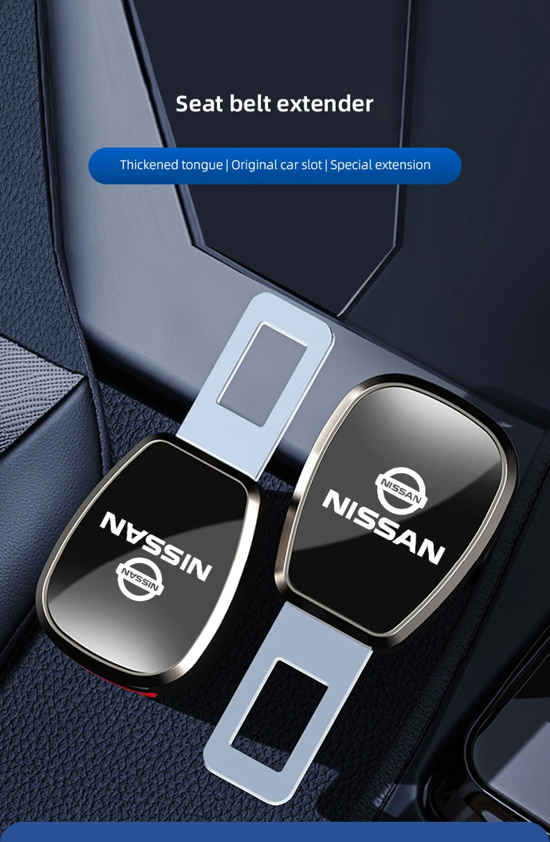 For Nissan Qashqai Versa Leaf Sentra Pulsar Xterra X-trail Nismo Car Seat Belt Clip Extender Metal Badge Lock Buckle
