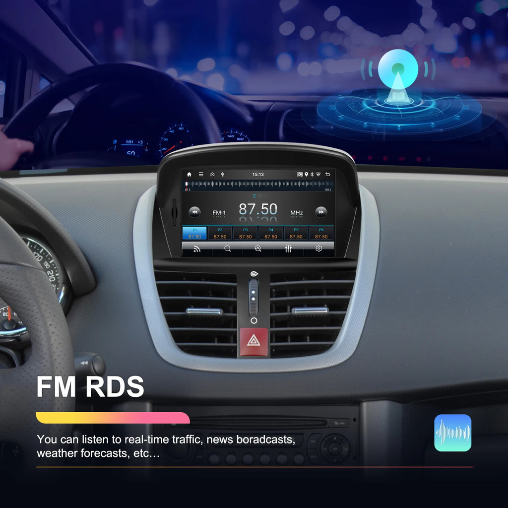 Podofo 7'' Carplay  Android 2din Carplay Car Radio For Peugeot 207 2008-2014 Bluetooth GPS Navigation FM RDS Radio Receiver
