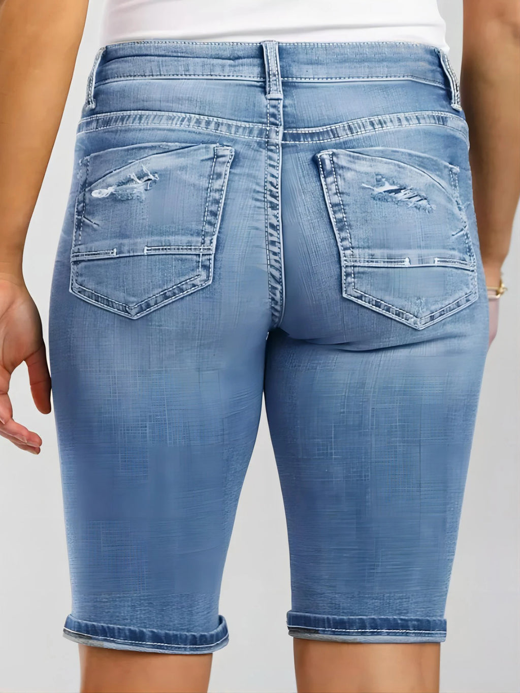 Short en jean décontracté pour femme avec poches, coupe ajustée, braguette boutonnée, motif uni, bermuda en jean pour le quotidien et l'extérieur