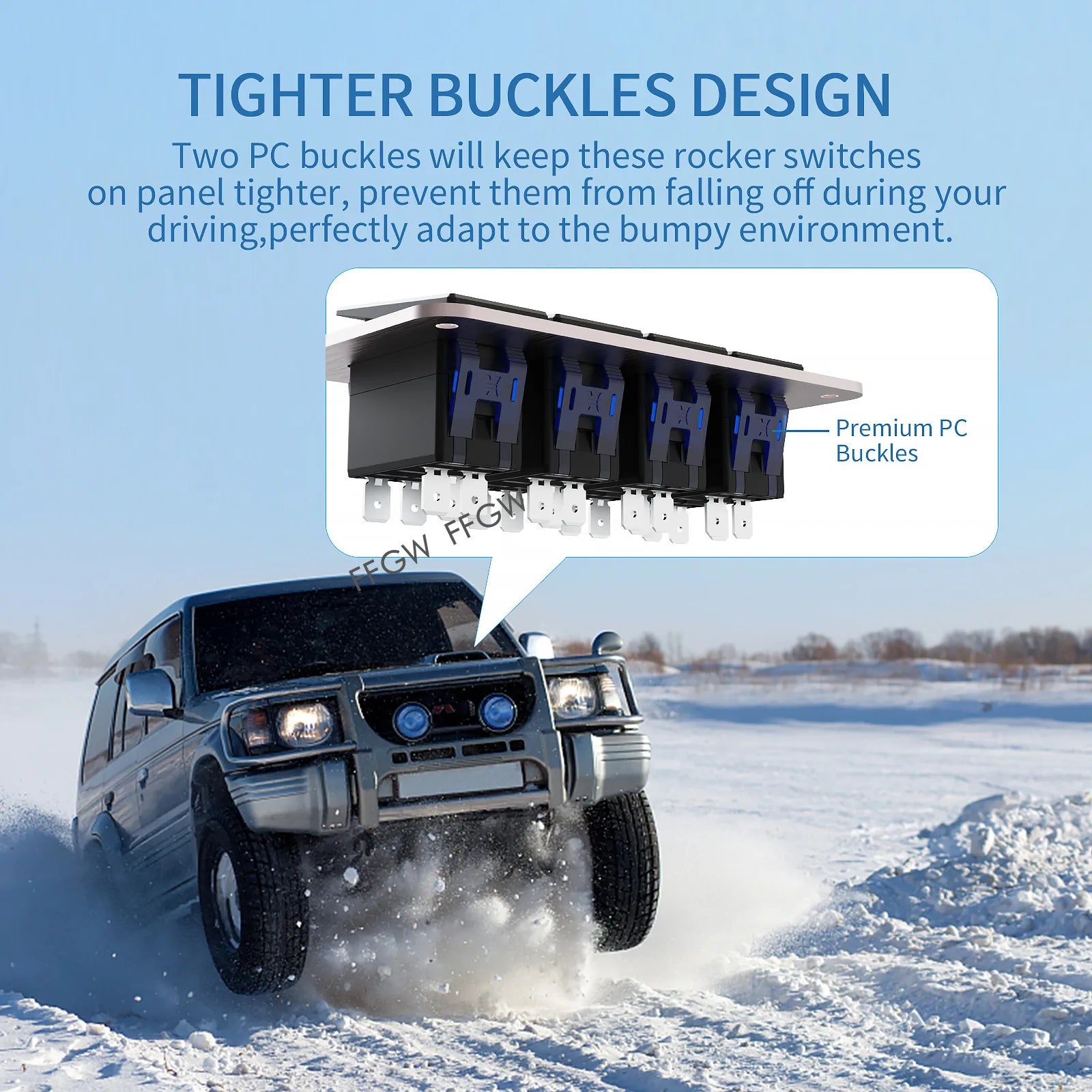Durable metal 2-8Gang rocker switch panel with LED light, waterproof and overload protection for car card, vehicle and vessel