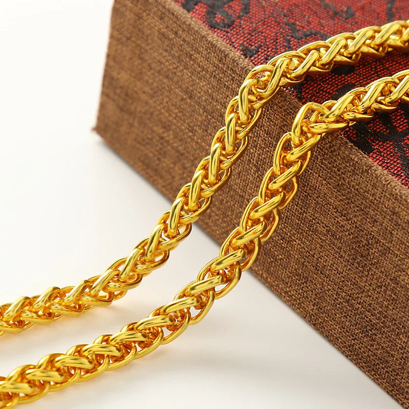 24K Yellow Gold Plated Dragon Head Rope Necklace For Men Vietnamese Gold Neck Chain Necklace Wedding Engagement Fine Jewelry