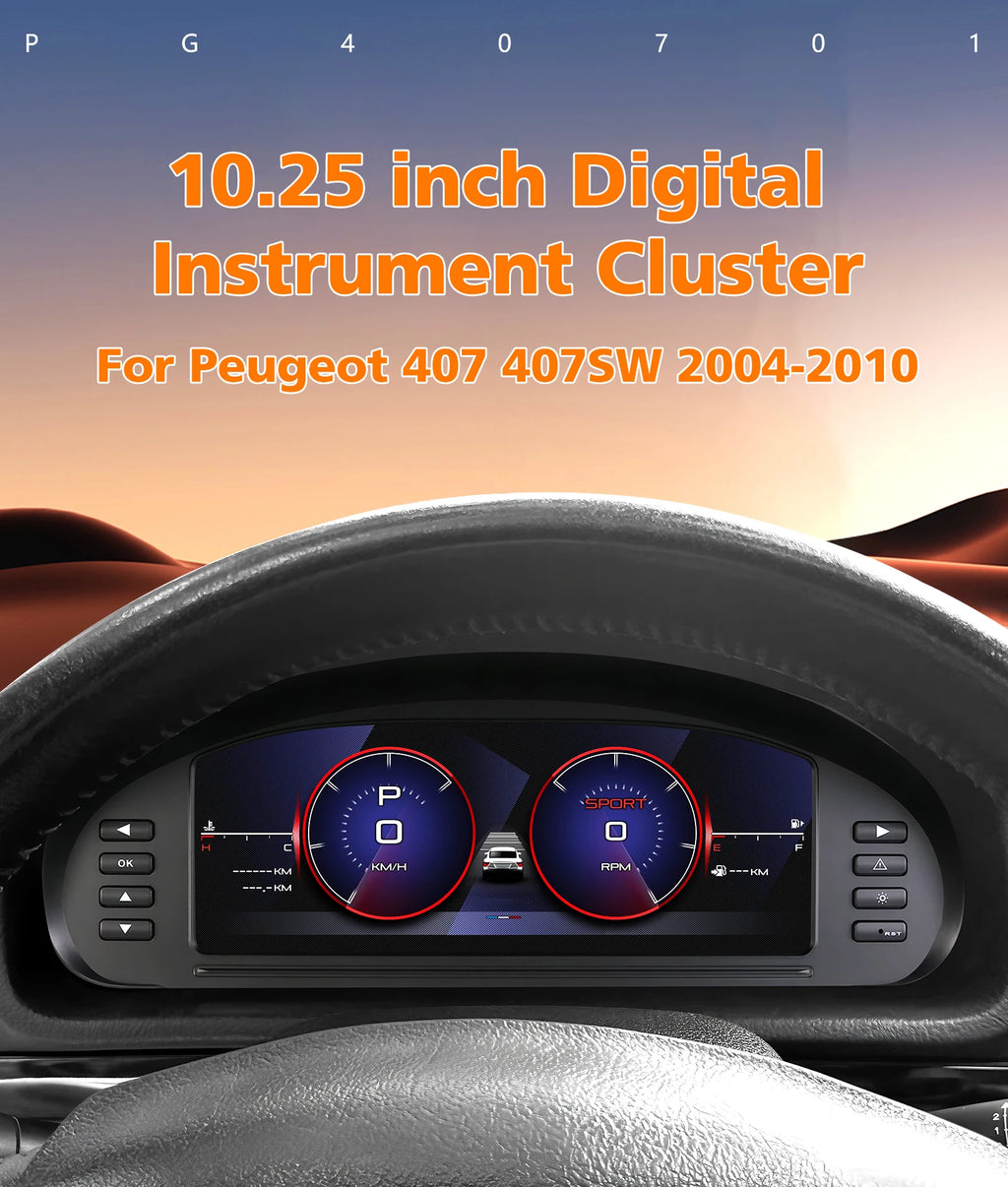 Hizpo Auto Lcd Dashboard Panel for Peugeot 407 407SW 2004-2010 Digital Cluster Instrument Display Snelheidsmeter Virtual Cockpit