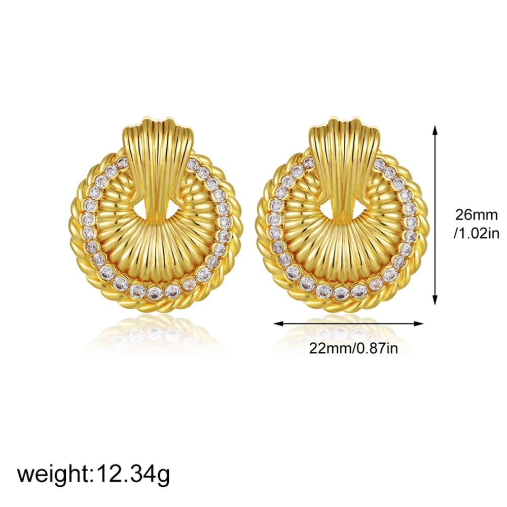 Trendy Stainless Steel Multilayer Circle Twist Knot Earrings for Women Texture Mixed Color Gold Plated Statement Earring Bijoux
