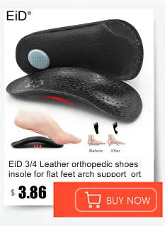 EiD New Arch Support 25mm Orthotic insole Black Leather orthotics Insoles for Flat Foot O/X Leg Corrected Shoe Sole insert pads