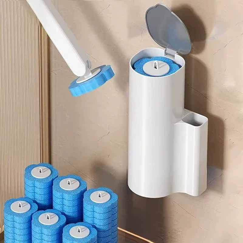 Kit de brosse WC amélioré avec têtes de rechange jetables, brosse de nettoyage hygiénique à long manche pour accessoires de toilettes domestiques