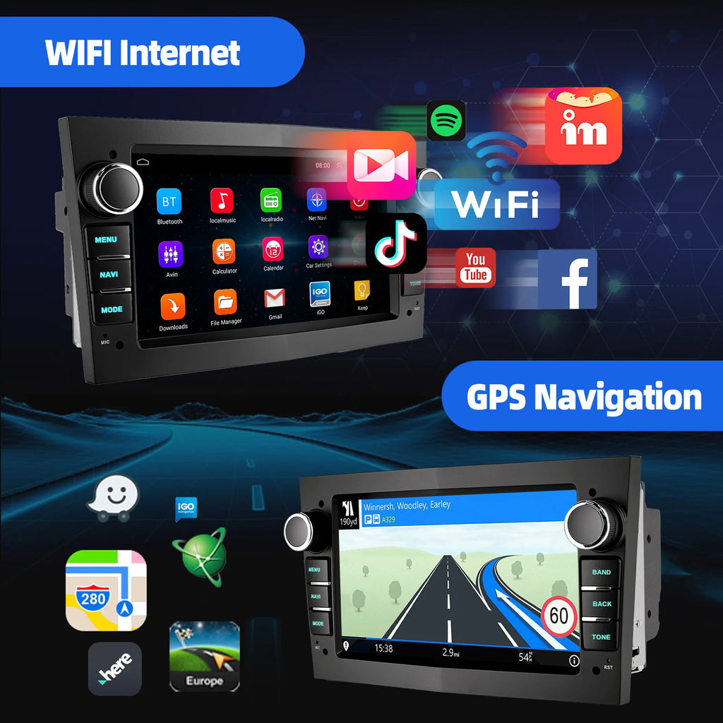 ESSGOO Car Radio CarPlay Android 15 For Opel Astra Vectra Vauxhall Antara Zafira Corsa C D Vivaro Meriva Auto ﻿