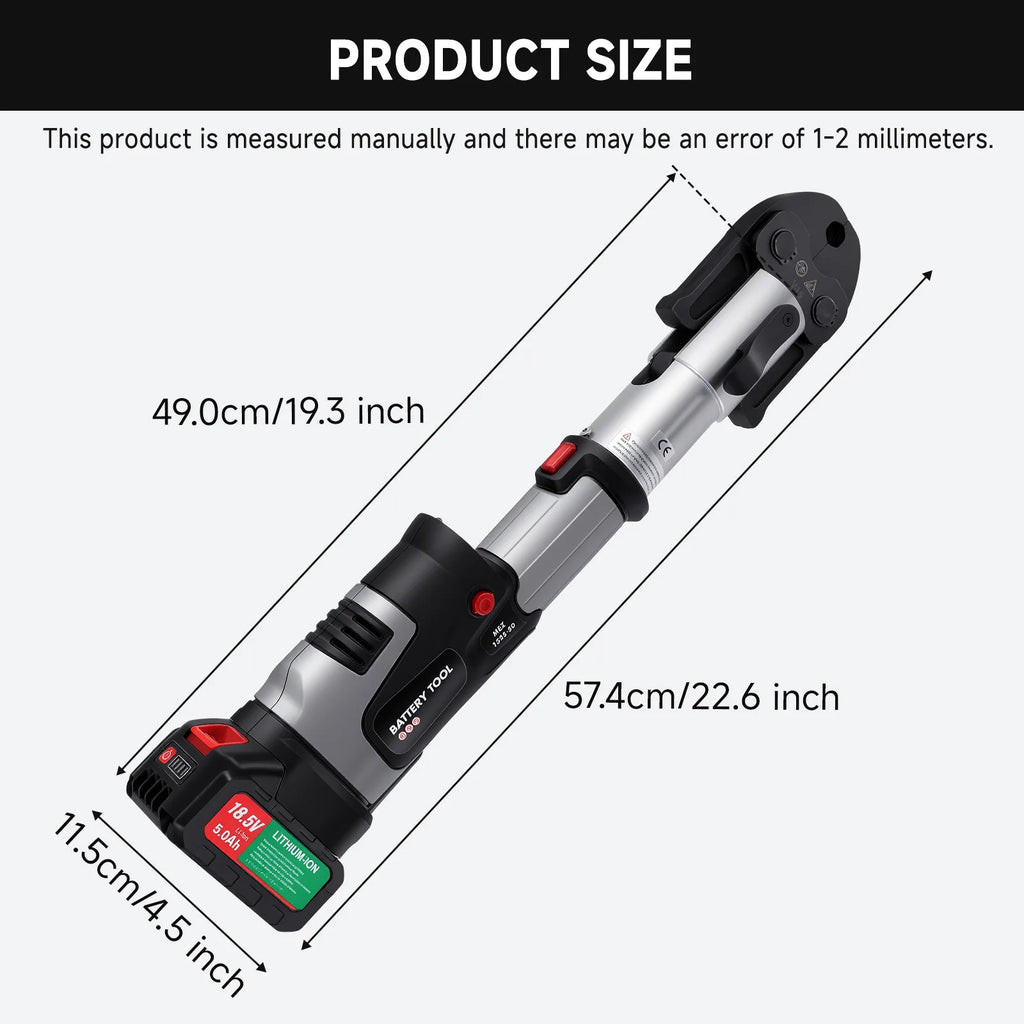 Podofo Electric Pipe Crimping Tool for TH16/20/25/26/32mm+V12/15/18/22/28mm+U16/20/25/32mm Battery Compression Tool with Jaws