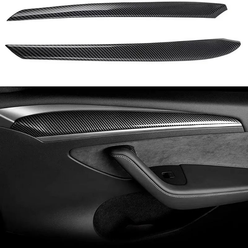 for Tesla Model Y 3 2023 ABS Carbon Fiber Center Console Wrap Cover Kit Dashboard Armrest Door Side Trim Sticker Accessories