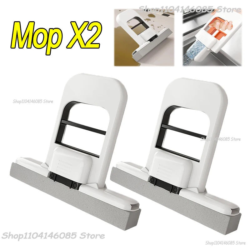 Portable Foldable Wet Dry Mop Quick Cleaning Bathroom Kitchen Mini Sponge Mop Hand-free Wash Mops Mini Portable  Floor Mop
