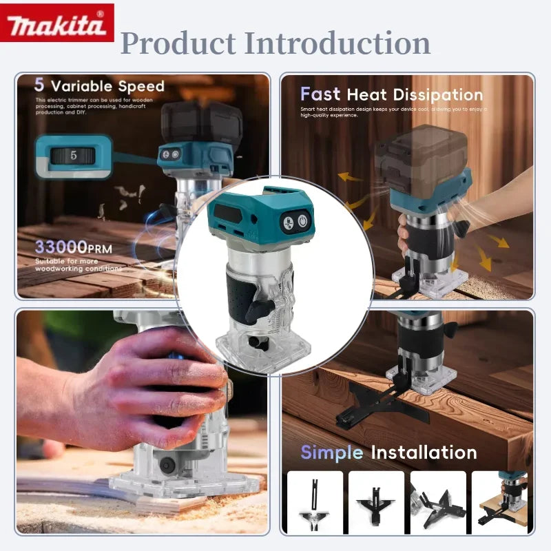 Fit Makita DRT50 Cordless Trimmer Rechargeable Trimming Machine Brushless Slotting Tool Milling Woodwork Engraving Machine