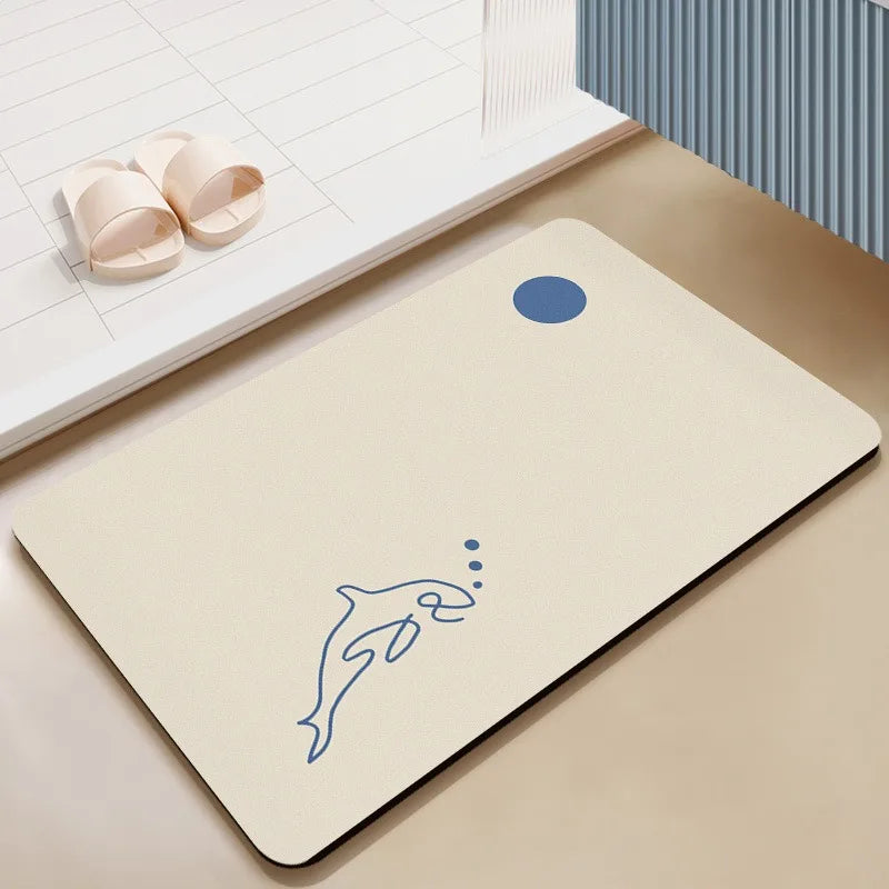 VIKAMA Minimalist Cat Pattern Bath Mat Non-Slip Water Absorbent Carpet for Bathroom Entryway Bedroom Decor