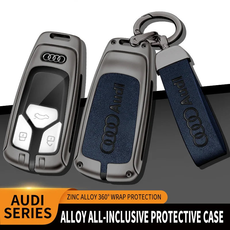 Zinc Alloy Style Car Key Case Cover Shell Remote Control Protector Accessory For Audi A4 B9 A5 A6 8S 8W Q5 Q7 4M S4 S5 S7 TT RS