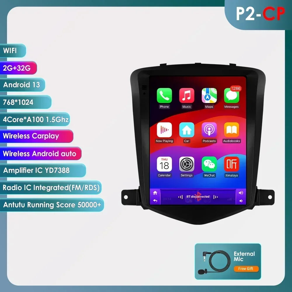 Autoradio multimédia pour voiture Hizpo 8 cœurs DSP pour Chevrolet Cruze J300 2008-2012 GPS Systèmes intelligents Carplay 4G RDS IA