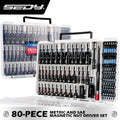 SEDY 80-Piece Premium Magnetic Impact Nut Driver Set Metric & SAE with Socket Adapters, Bit Holder, Wing Nut Driver, Power Bits