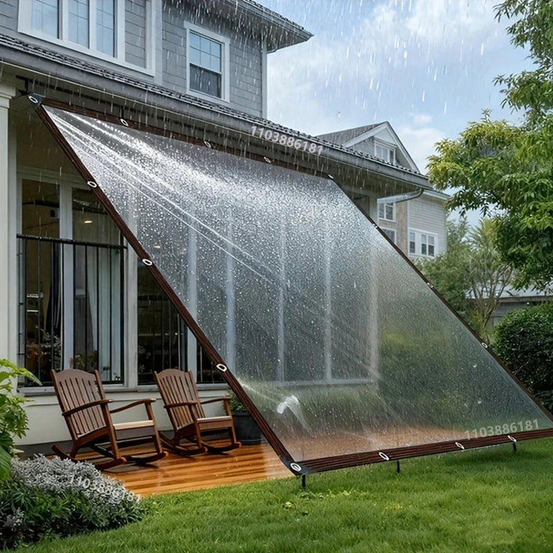 2x2m Transparent Rainproof Shading Cloth Tarpaulin Lightweight Waterproof Tarpaulin Cover Tarpaulin Transparent Rainproof Cloth