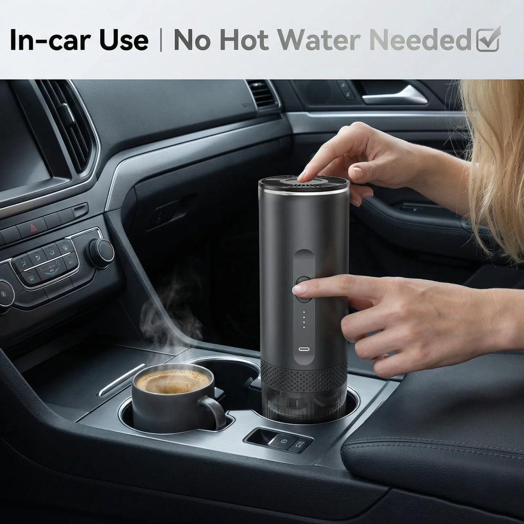 Wireless Electric Capsule Coffee Maker 2-in-1 Coffee Machine for Car & Home Camping Portable Coffee Maker for Capsules and Ground Coffee