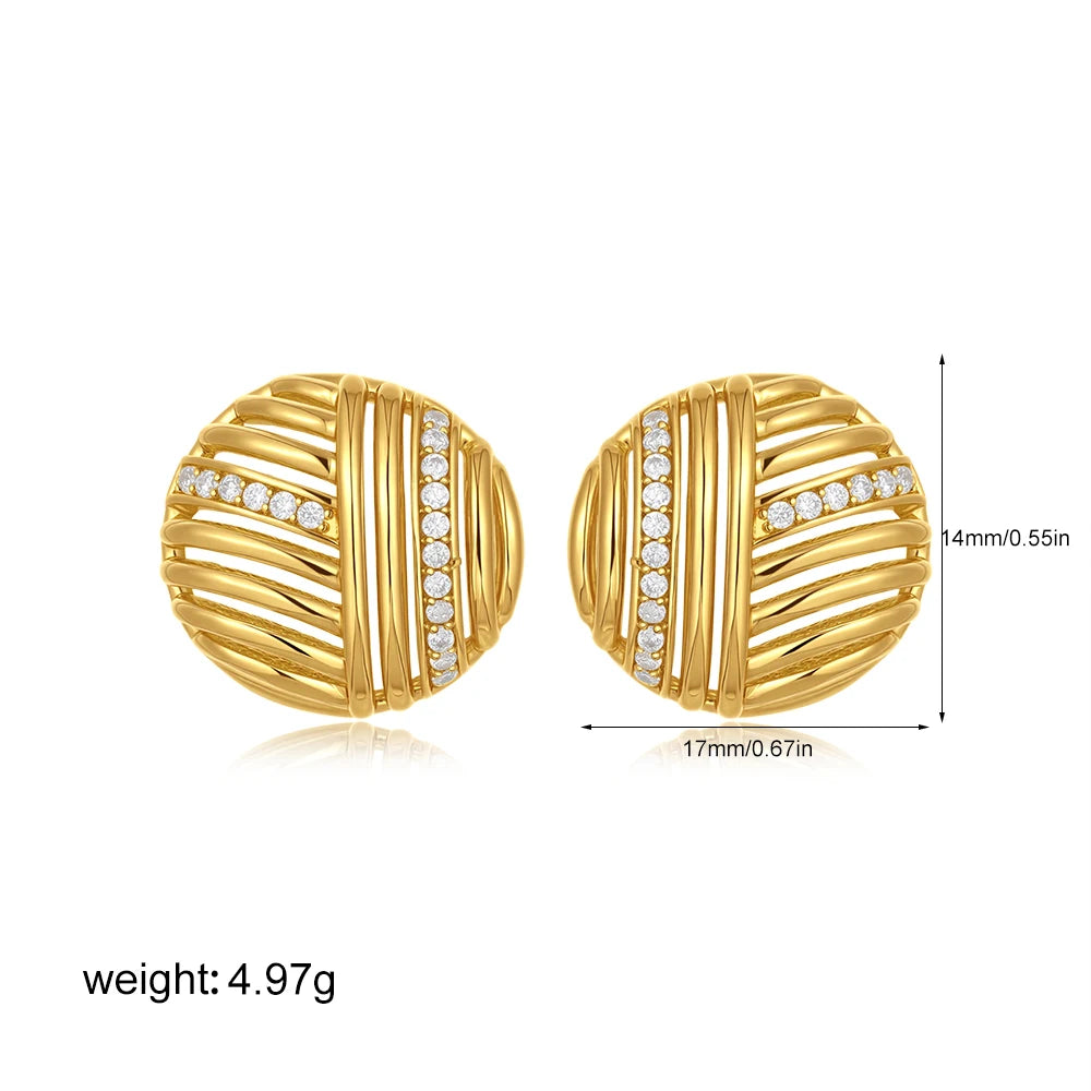 Trendy Stainless Steel Multilayer Circle Twist Knot Earrings for Women Texture Mixed Color Gold Plated Statement Earring Bijoux
