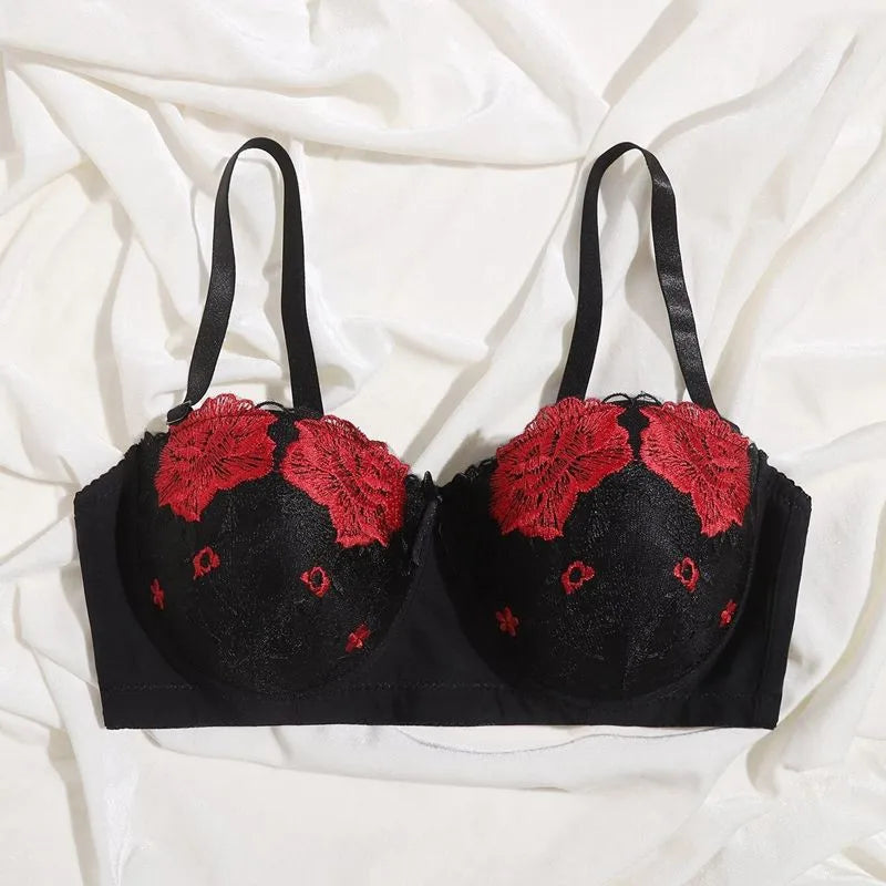 Beauwear Soutien-gorge brodé grande taille pour femme, en dentelle florale, bonnets fins moulés, Lenceria non doublée, demi-bonnet, sans rembourrage