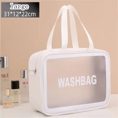 Portable Travel Wash Bag Female Transparent Waterproof Makeup Storage Pouch Large Capacity Cosmetic Organizer Pu Material