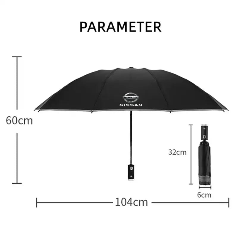 Fully Automatic UV Umbrella With LED Reflective Stripe Reverse Umbrellas For Nissan Rogue X-Trail GTR Note Qashqai Juke Patrol