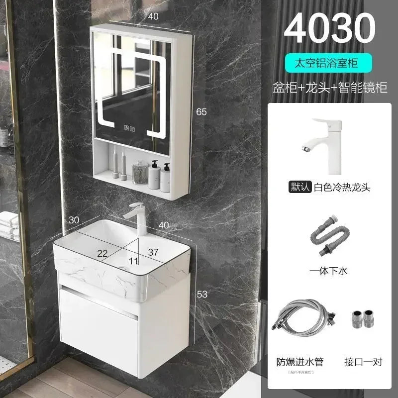 Compact Mini Bathroom Cabinet Minimalist Storage Ceramic Integrated Bathroom Vanity Cabinet Modern Archivadores Trendy Furniture