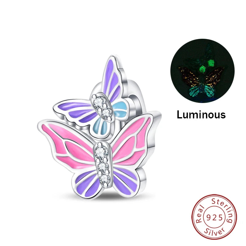 Hot Sale 925 Silver Glow in the dark Firefly Honeybee Star Charms Beads Fit Qikaola 925 Original Bracelets Fine DIY Jewelry Gift