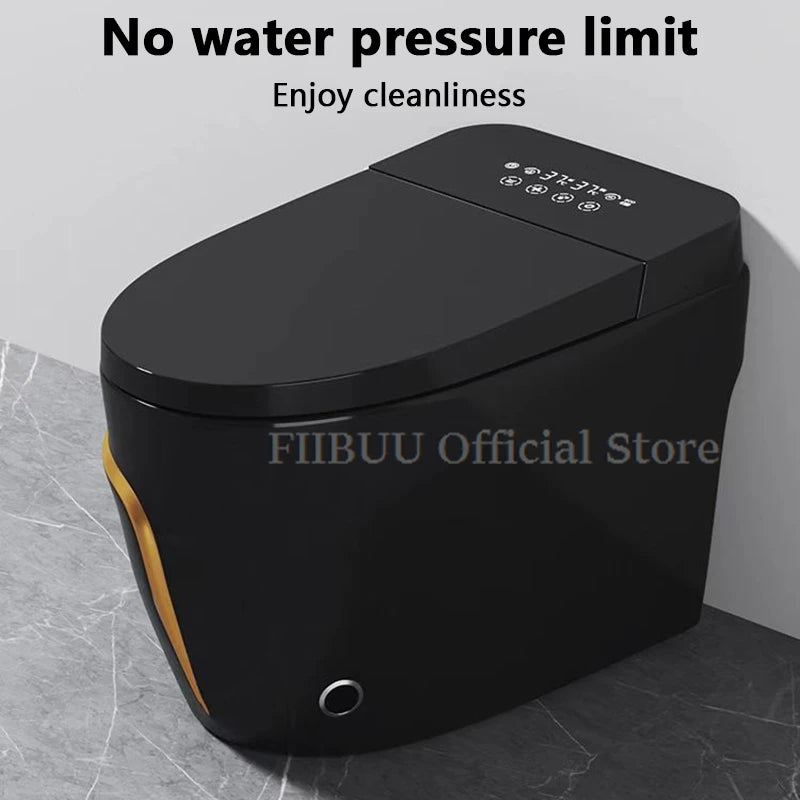 One Piece Elongated Smart Toilet Bidet Built-in Water Tank No Water Pressure Limit Display Screen AutoOpen AutoFlush Heated Seat