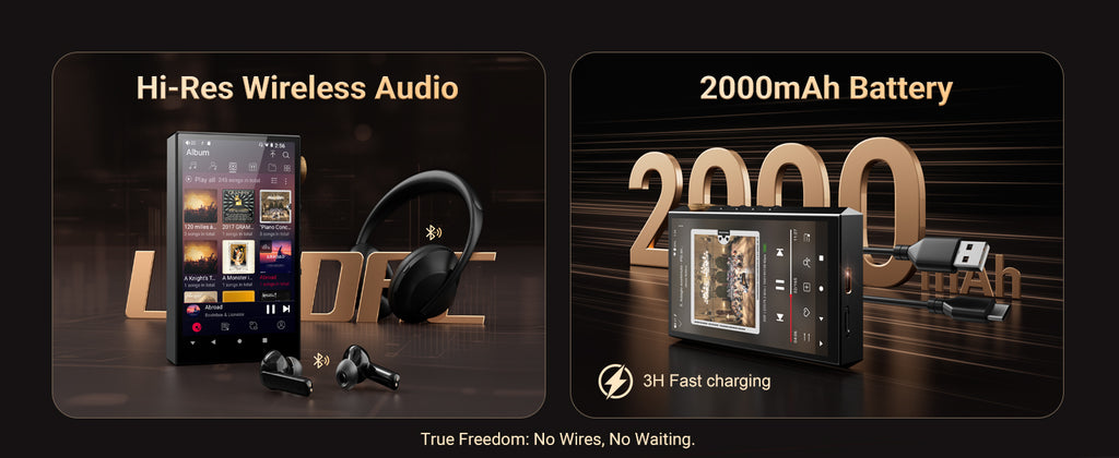 32G/160GB HiFi Hi-Res Audio Player，Bluetooth and WiFi, 4.4mm Balanced, Dual ESS DAC, 4.02" Digital DSD512 Lossless Spotify