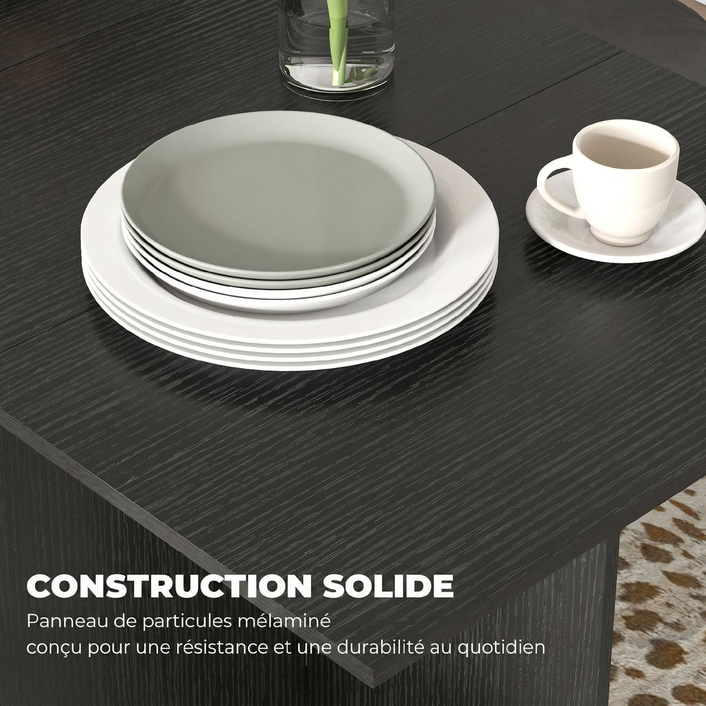 Table à Manger Pliante, Table de Cuisine Extensible pour 2 à 4 Personnes, 2 Abattants, 120 x 72 x 75 cm, Noir