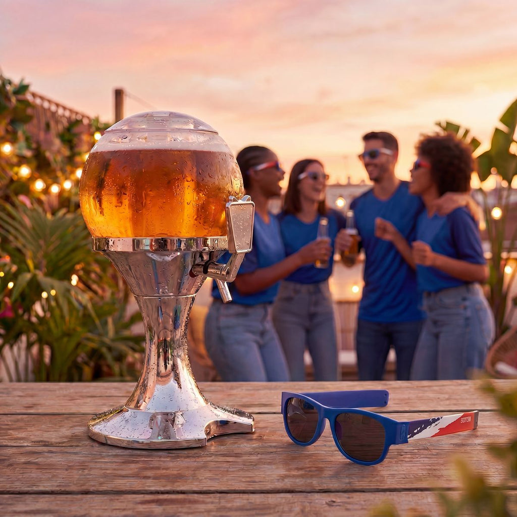 Beer Cooler Dispenser Pack InnovaGoods and 2 Roll-Up Sunglasses Sunfold France