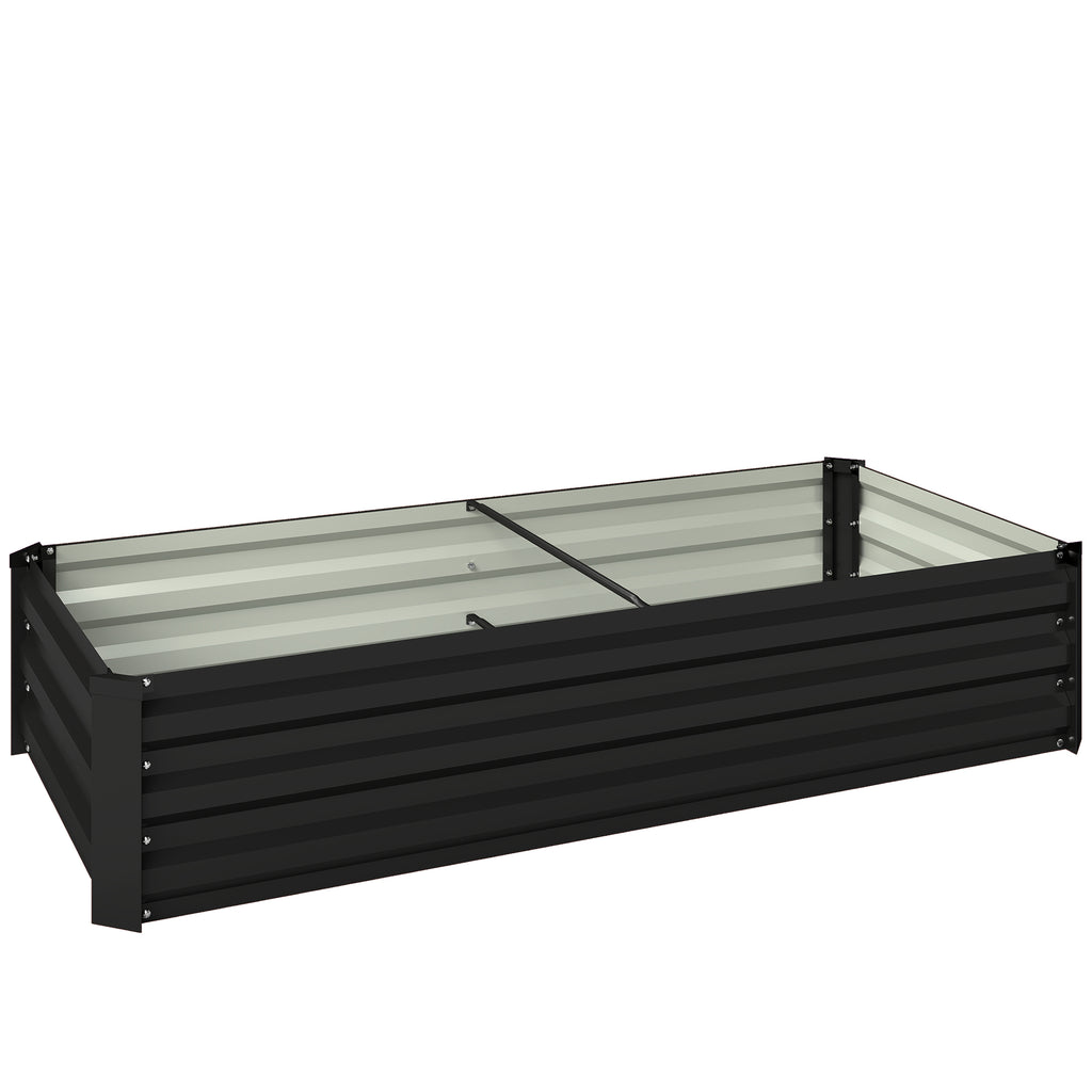 Jardinière rectangulaire potager de jardin en acier galvanisé bordure de sécurité et fond ouvert 150x70x30cm gris foncé